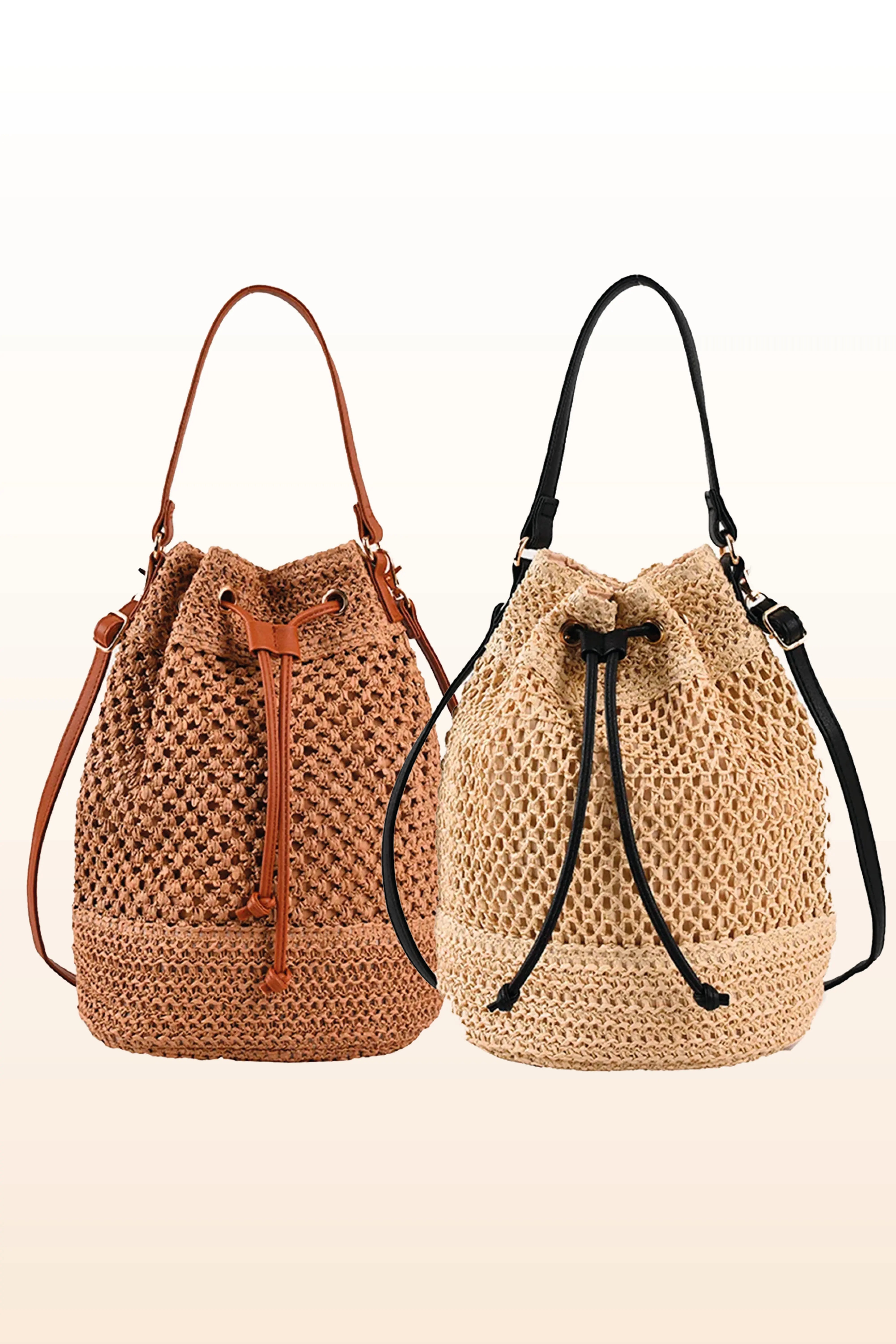 Summer Breeze Straw Bucket Bag SandSet